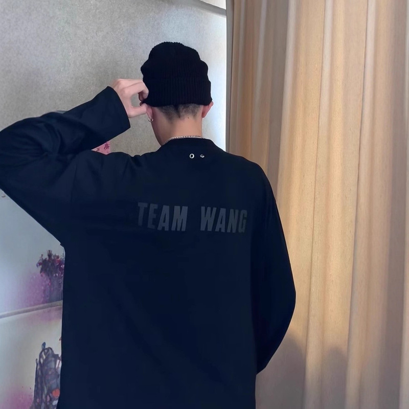 Jackson Wang's First-Generation Round Neck Three-Dimensional Silicone Long-Sleeve Heavyweight Loose Versatile Fashion Long-Sleeve Sweatshirt for Men and Women