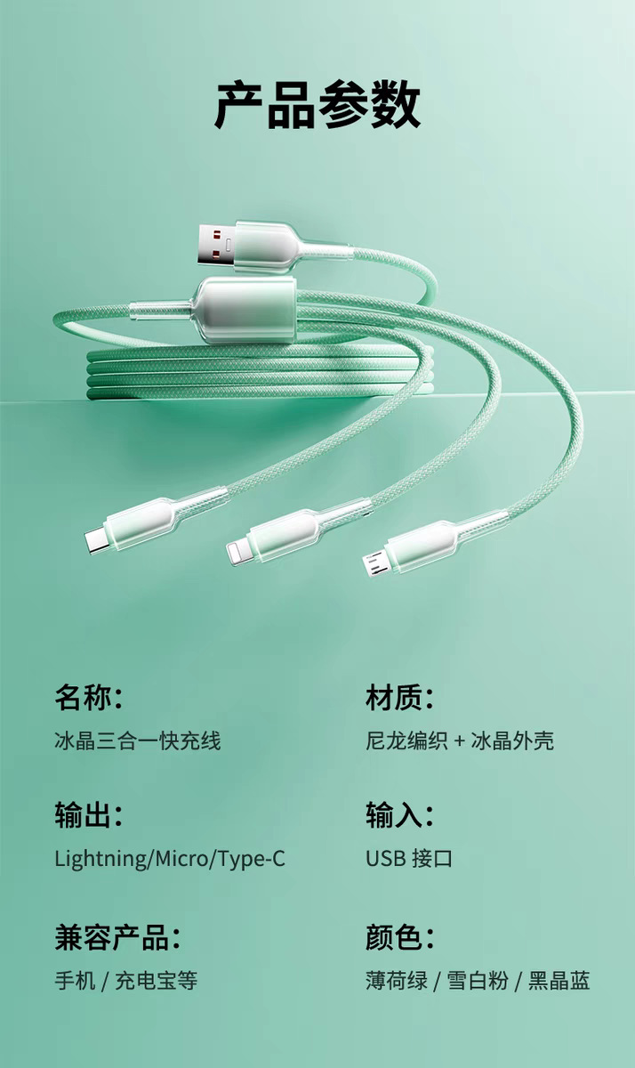 Mobiltelefon-Ladegerät 120W Schnellladeset USB Type-C Ladekabel 3-in-1 Datenkabel Ladekopf 3C-zertifiziert