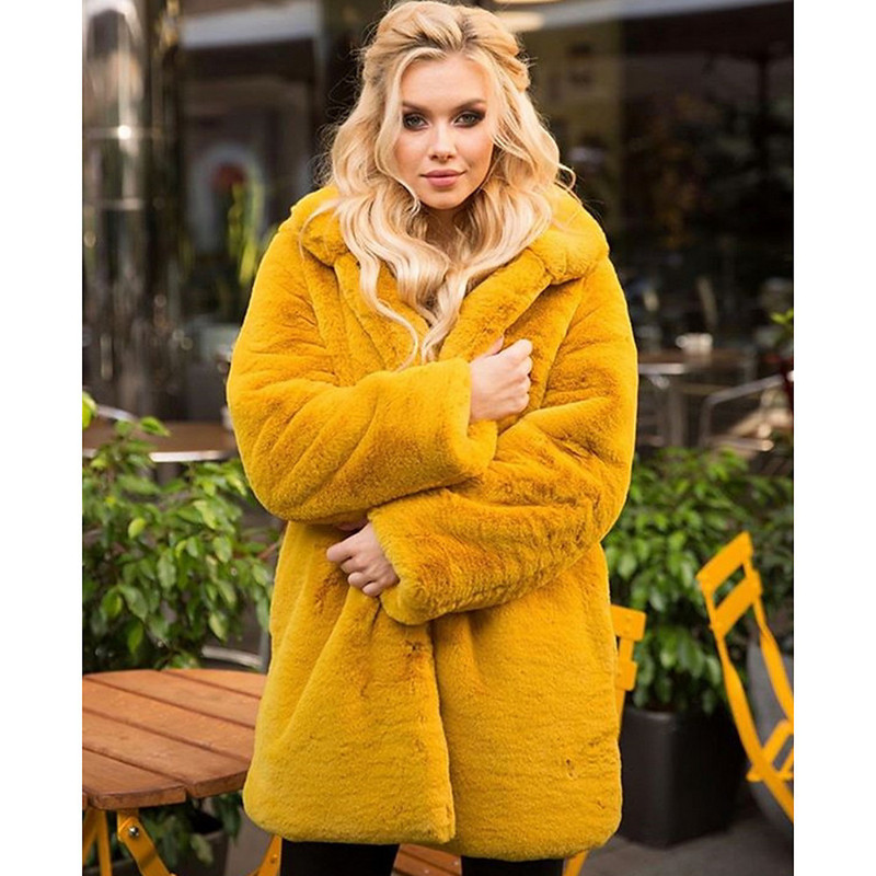 Imitation fur coat winter European faux fur coat elegant beauty mid-length warm women's coat Imitation fur coat winter European faux fur coat elegant beauty mid-length warm women's coat