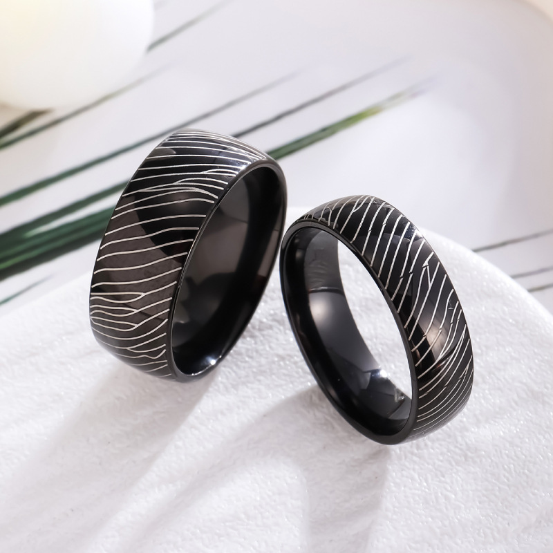 Grey Ceramic Deer Antler Men's Ring Image 6