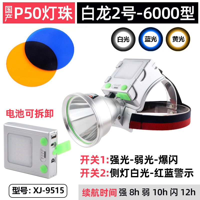 Linterna frontal LED súper brillante, linterna frontal de luz potente, venta al por mayor, para pesca nocturna, exterior, impermeable, lámpara de minero, linterna frontal