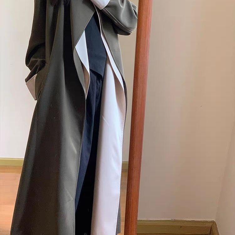 撞色风衣外套女2025春秋新款今年流行英伦风超好看高个子长款大衣|undefined