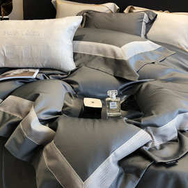 意大利进口160匹马棉色织提花四件套全棉高端床上用品纯棉被套