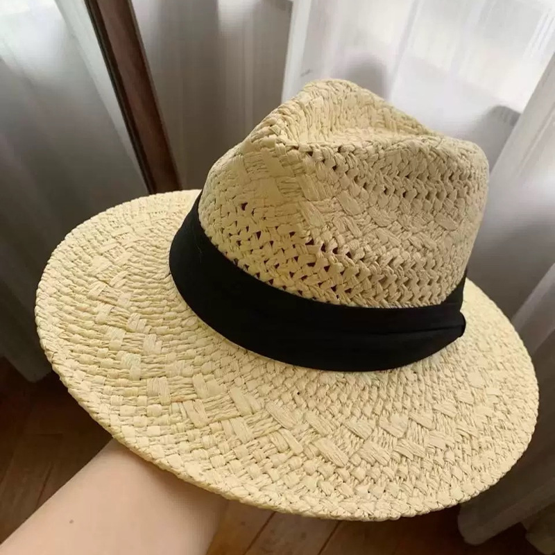 法式老钱风镂空草编草帽女夏季海边度假防晒遮阳帽子巴拿马沙滩帽|undefined
