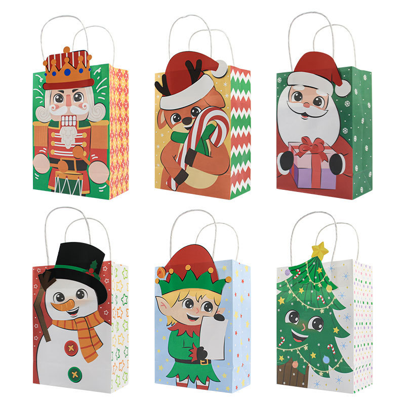 クロスボーダー Amazon 新しいクリスマスクラフト紙ハンドバッグクリスマスギフトバッグ正方形底ギフトハンドバッグ|undefined
