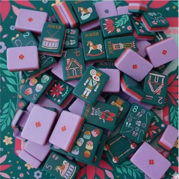 (In-Stock Direct Shipment) Foreign Trade Mahjong Three-Layer Green Purple Nutcracker American Mahjong Acrylic