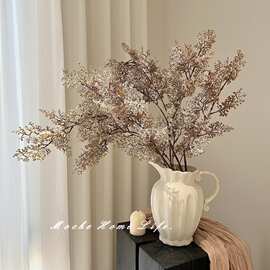 侘寂风油画雾凇仿真植物假花摆设花艺摆件桌面花瓶插花拍摄装饰品