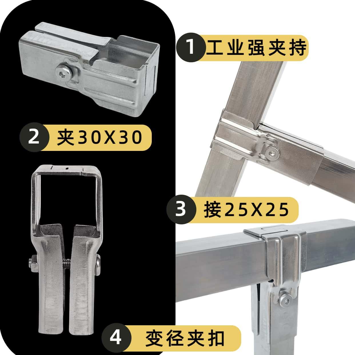 不锈钢方管25X25连接件30X30变径固定件20镀锌管拼接25圆管接头