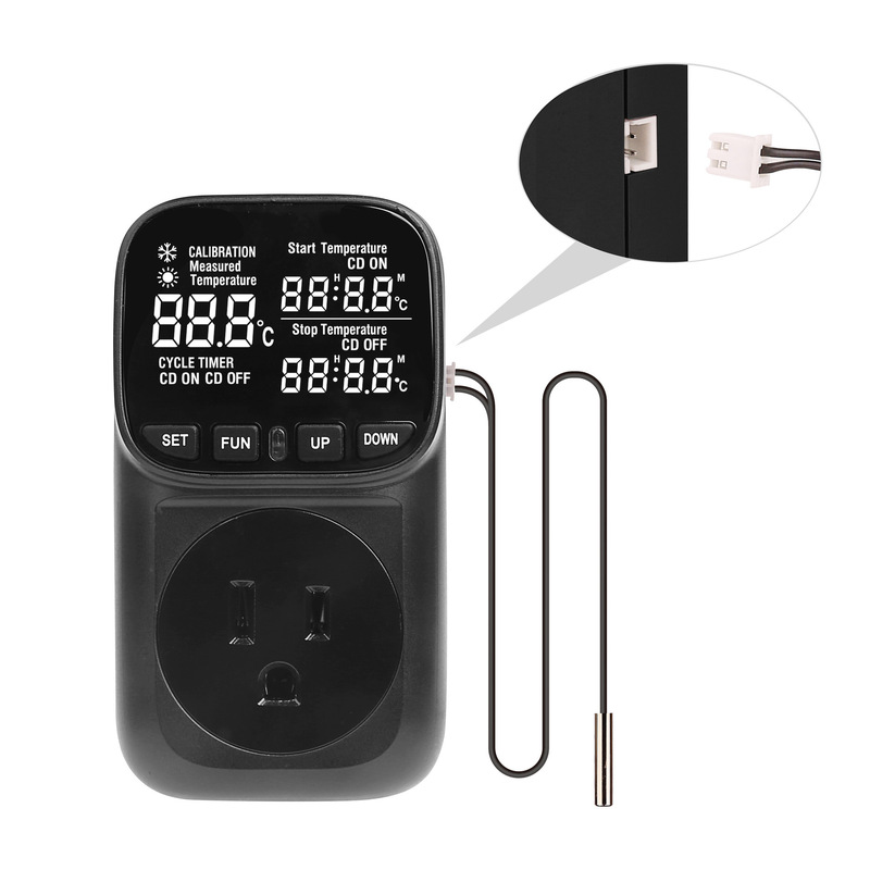 Black Shell Backlit American Temperature Control Socket Countdown Temperature Control Switch Controller Fish Tank Pet Heating Thermostat