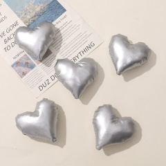 輕奢高級感立體銀色仿皮充棉愛心五角星配飾DIY頭飾髮飾配件材料