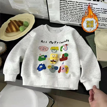 2025新款儿童韩版卡通印花卫衣 男女童秋冬季加绒加厚奥粒绒上衣