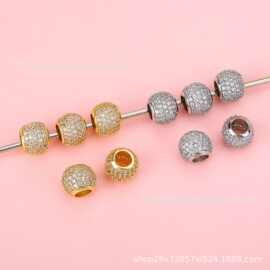 大孔圆球锆石 铜微镶配件 穿绳子珠子饰品球珠子diy散珠