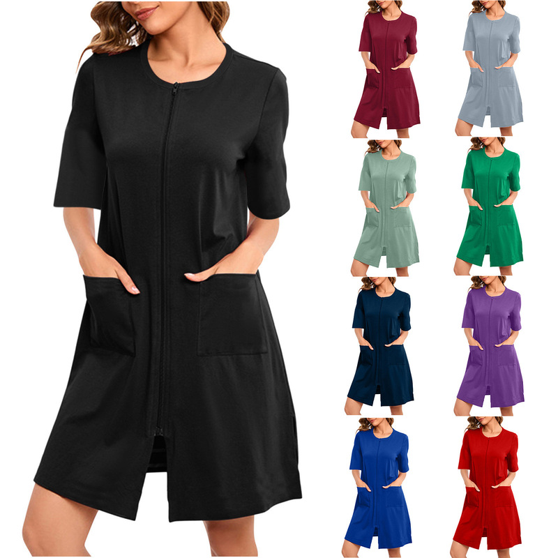 European and American 2024 Spring and Summer Home Wear, Comfortable and Casual Maternity Nursing Dress, Loose Pajamas, Short-Sleeved Plus-Size Nightgown