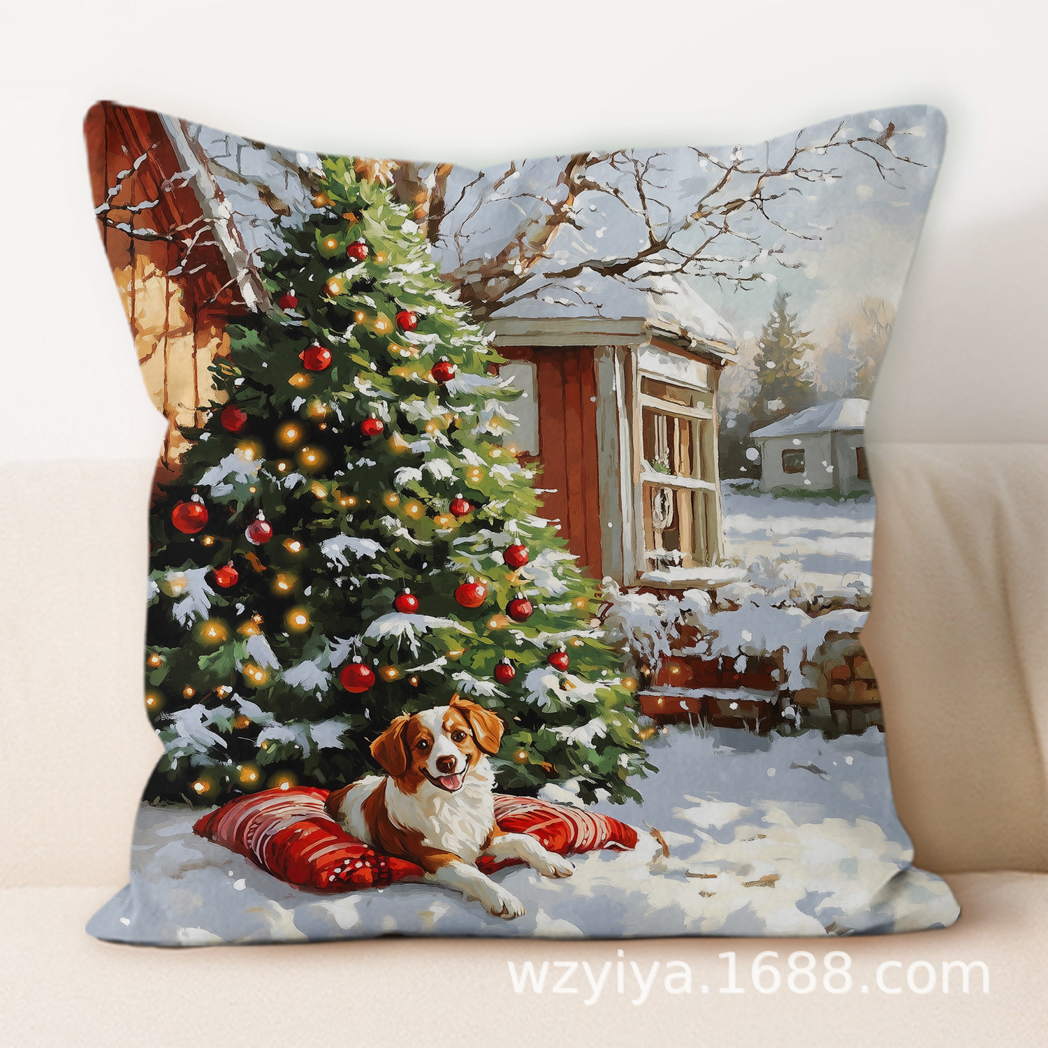 Navidad cachorro almohada cuadrada casa sala de estar sofá dormitorio cabecera almohada cuadrada sin cojín central