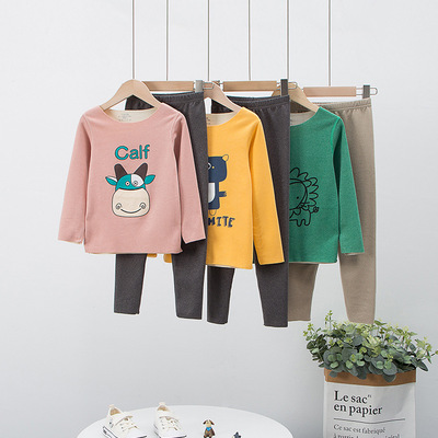 儿童AB面套装无痕秋冬加厚宝宝德绒青少年秋衣秋裤男童女童打底衫