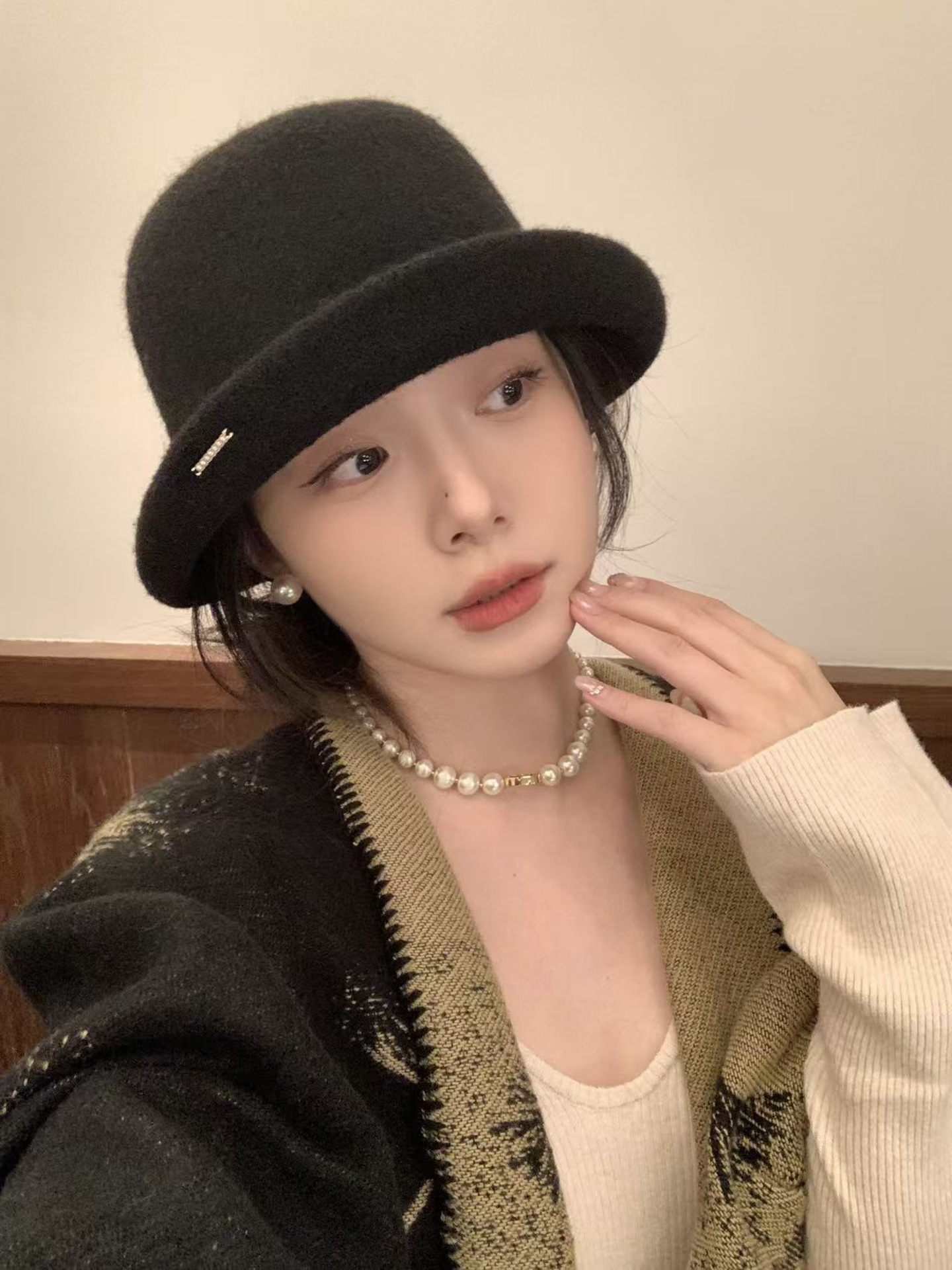 Sombrero de lana de alta calidad, sombrero de invierno, sombrero de moda, sombrero de pescador, sombrero de mujer