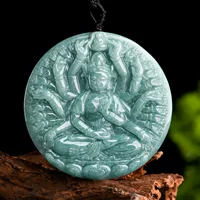 Натуральный товар нефрит синяя вода тысяча рук Нефритовый кулон Guanyin высококачественные мужские и женские подлинные товары кулон ювелирные изделия оптом