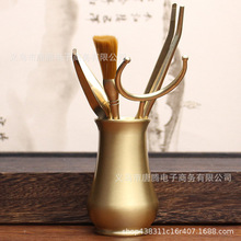 茶道功夫六君子套装茶具配件黄铜6君子喝茶 泡茶茶夹茶刀茶刷工具