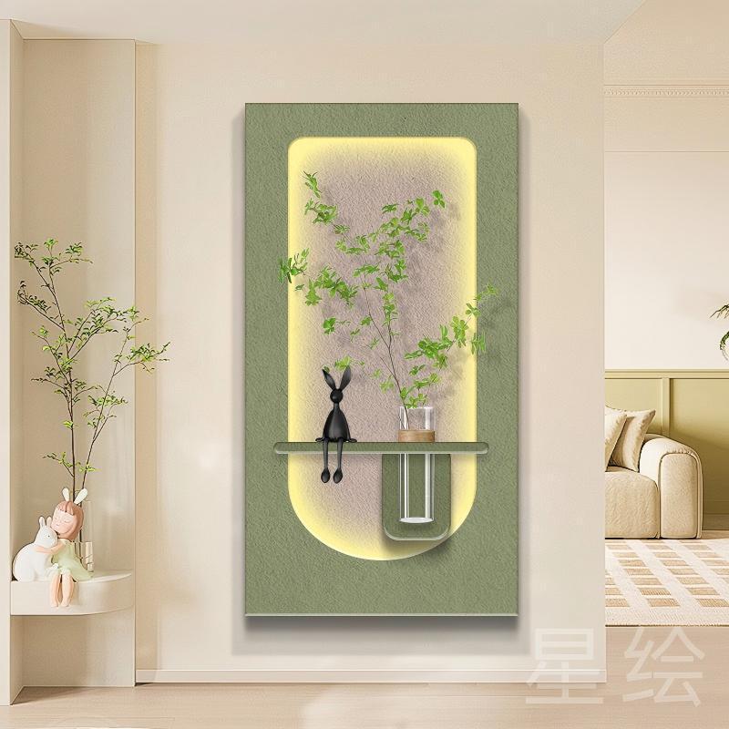 玄关装饰画水培绿植客厅壁画走廊尽头挂画立体入户实木雕刻|undefined