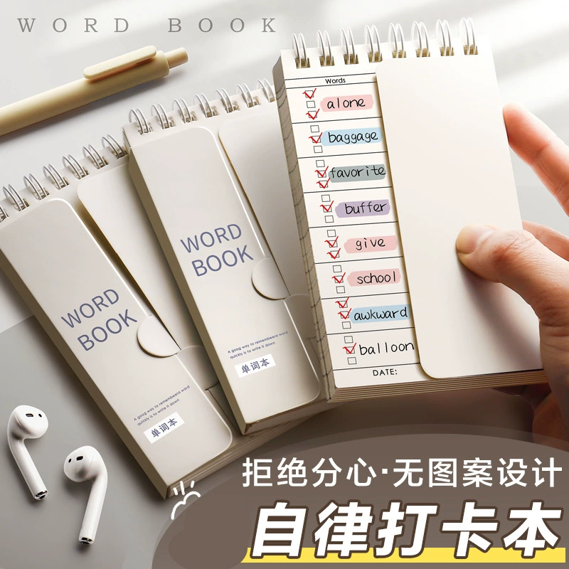 Portable Word Book Notepad, Spiral Pocket Study Notebook, Self-study Memory