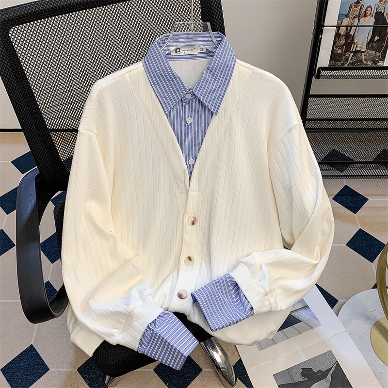 Autumn and Winter Plus Size Men's New V-Neck Knitted Cardigan Long-Sleeved Loose Sweater Casual Jacket Drop Shipping