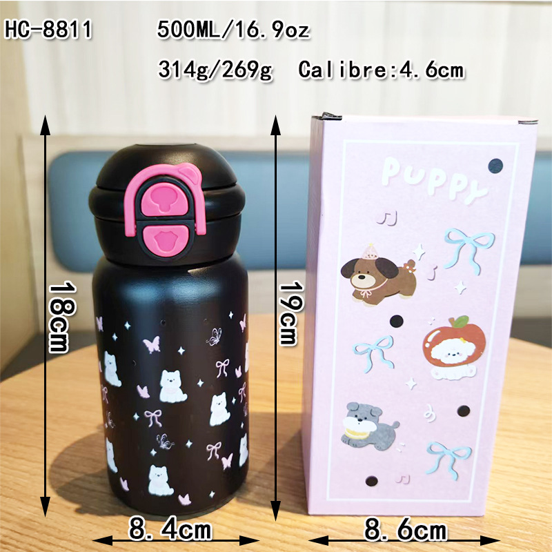 Inventario al por mayor encantador doble bebida taza de agua para niños taza de acero inoxidable rebote portátil taza de regalo de paja de alto valor facial