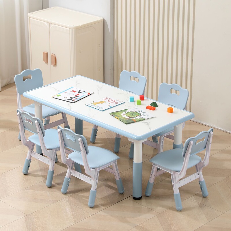 Children's study table, kindergarten table and chair set, adjustable height, home writing desk, doodling and drawing table, baby desk Children's study table, kindergarten table and chair set, adjustable height, home writing desk, doodling and drawing table, baby desk