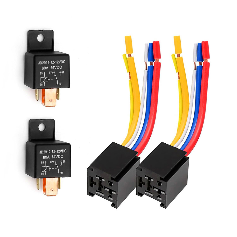 2 relé arnés de cableado 5 Pin 5 alambre 80A 12V JD2912-1Z-12VDC SPDT enchufe 14VDC