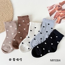爱嘀嗒冬季加厚羊毛袜女孩粉色卡通兔保暖袜地板发热袜羊绒学生袜