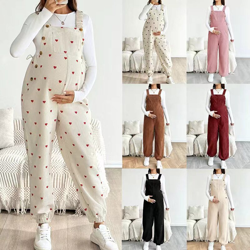 European and American Cross-Border Corduroy Maternity Overalls with Adjustable Waist and Loose-Fitting Leg Openings, Maternity Jumpsuit European and American Cross-Border Corduroy Maternity Overalls with Adjustable Waist and Loose-Fitting Leg Openings, Maternity Jumpsuit