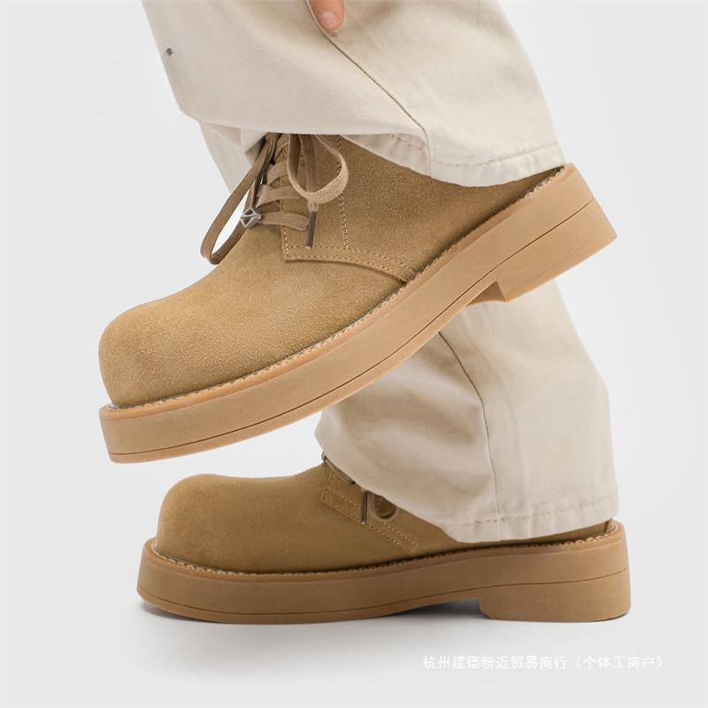 2024 새로운 스타일의 큰 발가락 신발 남성 두꺼운 밑창 높은 마틴 부츠 복고풍 작업복 짧은 부츠 가죽 하이 탑 캐주얼 가죽 신발