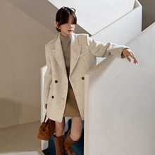 双面羊毛大衣西装款式中长款小个子长毛加厚保暖羊毛绒双面呢外套