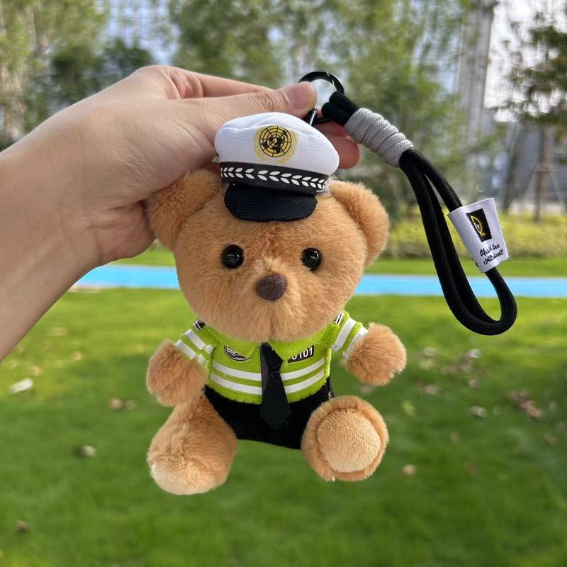 在庫あり交通警察クマペンダント人形スクールバッグペンダントオートバイ小型警察ぬいぐるみ消防士クマカスタムロゴ|undefined