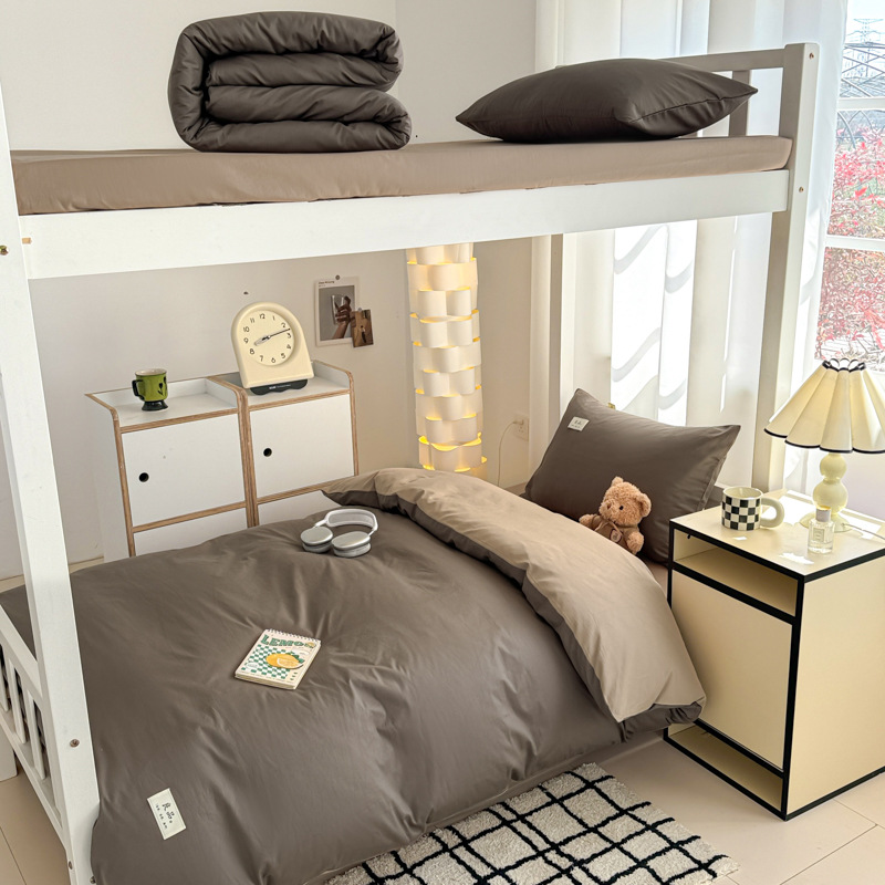 Verano de algodón simple cama de estudiante traje de tres piezas de algodón 2025 nuevo dormitorio individual funda de edredón traje de cuatro piezas