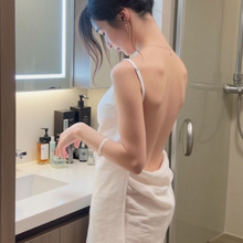 可穿式浴巾韩版吊居家浴裙装露背性感浴袍夏季睡衣超绝睡衣纯棉纱
