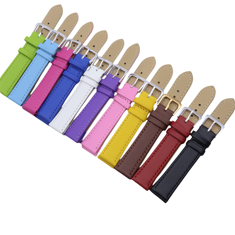 Accesorios de reloj para hombres y mujeres correa de cuero universal de siete colores correa de cuero PU correa de reloj de estudiantes correa de cuero correa de reloj