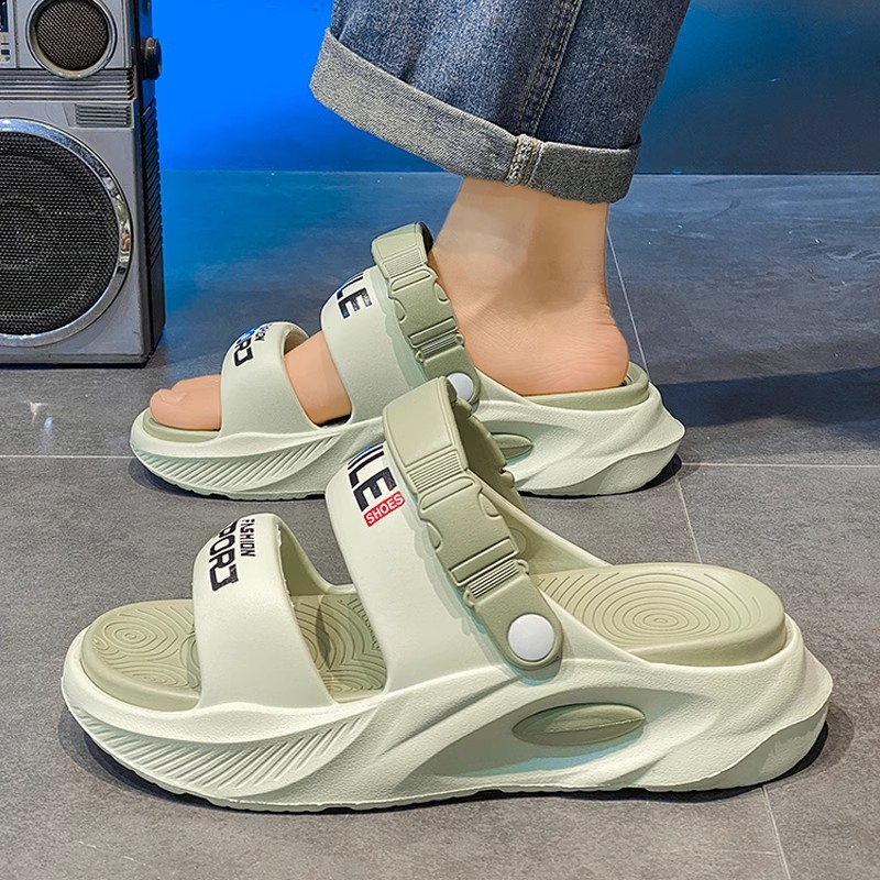 Zapatillas de playa de suela gruesa transfronteriza verano para hombres 2025 nuevo estilo exterior de doble uso de suela blanda conducción antideslizante de una pieza