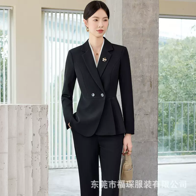 秋冬职业女西装套装微喇西装裤免烫工作服商务西服批发