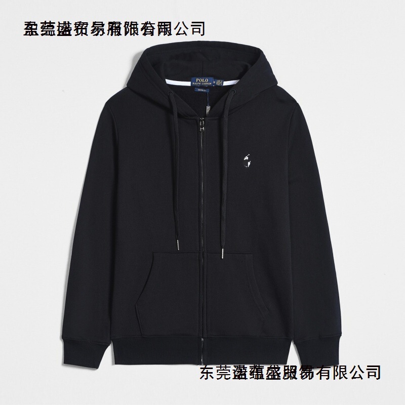 Spring and Autumn Thin Style Hooded Rl Cardigan Solid Color Sweatshirt Embroidered Loose Plus-Size Polo Men's Cotton Jacket Spring and Autumn Thin Style Hooded Rl Cardigan Solid Color Sweatshirt Embroidered Loose Plus-Size Polo Men's Cotton Jacket