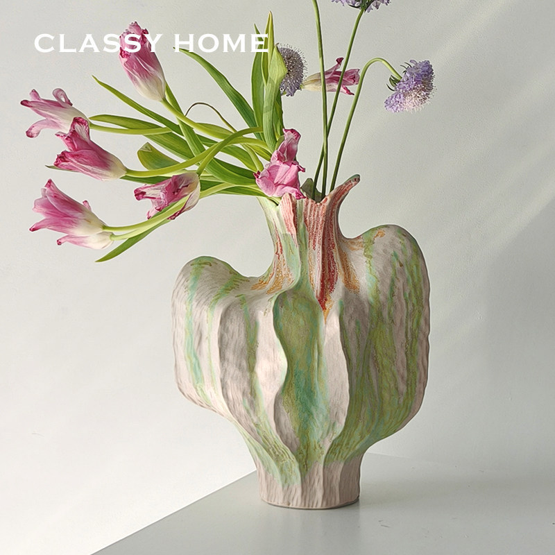Original Ceramic Art by a Pottery Artist【Monet's Garden】Ceramic Handmade Art Vase in Wabi-Sabi Style for Guesthouse Dining Room Decoration