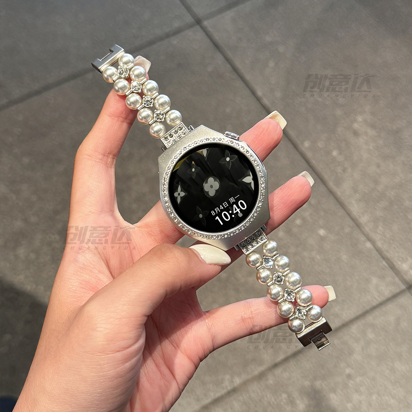 Suitable for Huawei Watch5 Watch Strap Double Row Pearl Diamond Gt5 Women's 41mm Metal Chain Gt4 Watch Strap