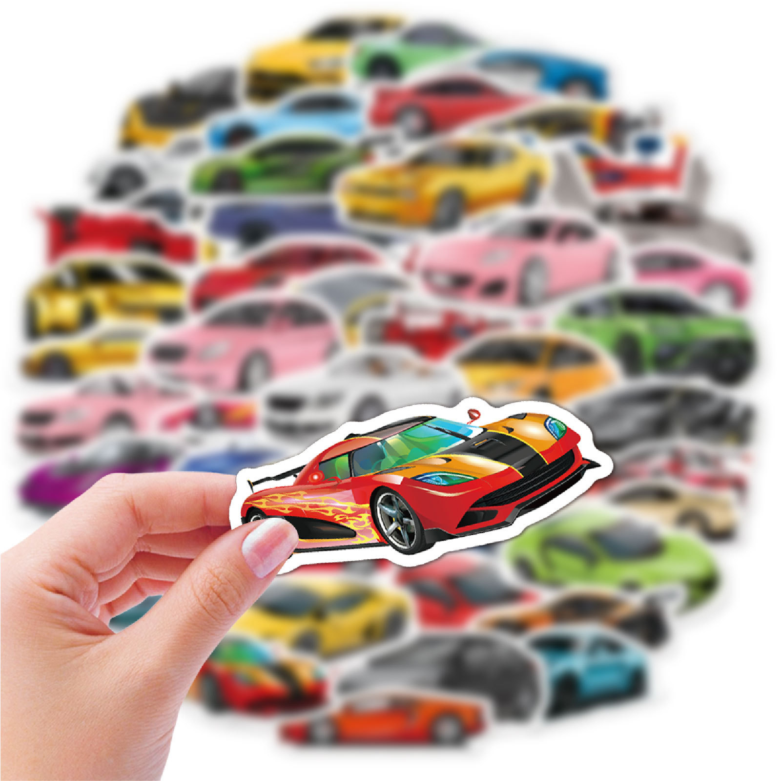 50 Cartoon Car Super Running Special Decoration Luggage Stickers display picture 1