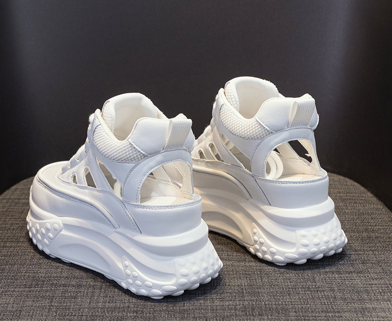 Giày sneaker nữ da thật đế dày phong cách bố mùa hè 2025 nhẹ tăng chiều cao — M2357 màu hồng, M2357 màu xanh lá cây, M2357 màu trắng chi tiết 16