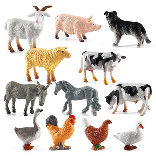 Cross-Border Simulation Mini Farm Poultry Chicken Duck Goose Cow Gold Small Animal Miniature Model Sand Table Ornaments Wholesale