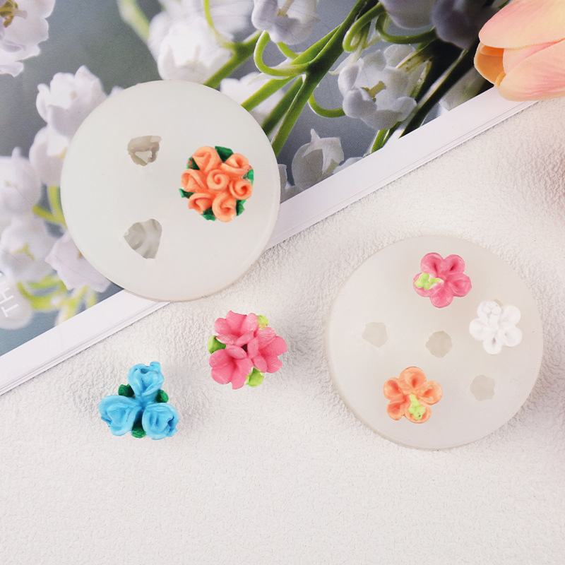 Pequeña serie de flores DIY hecho a mano molde silicona chocolate fondant pastel arcilla yeso decoración herramienta