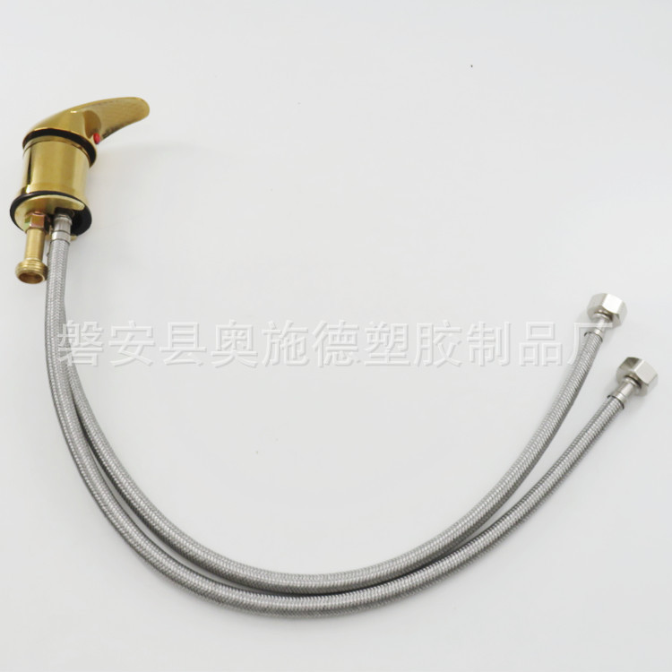 Golden hot and cold double tube mixing valve household barber shop faucet mixing valve shampoo switch valve hot and cold control nozzle