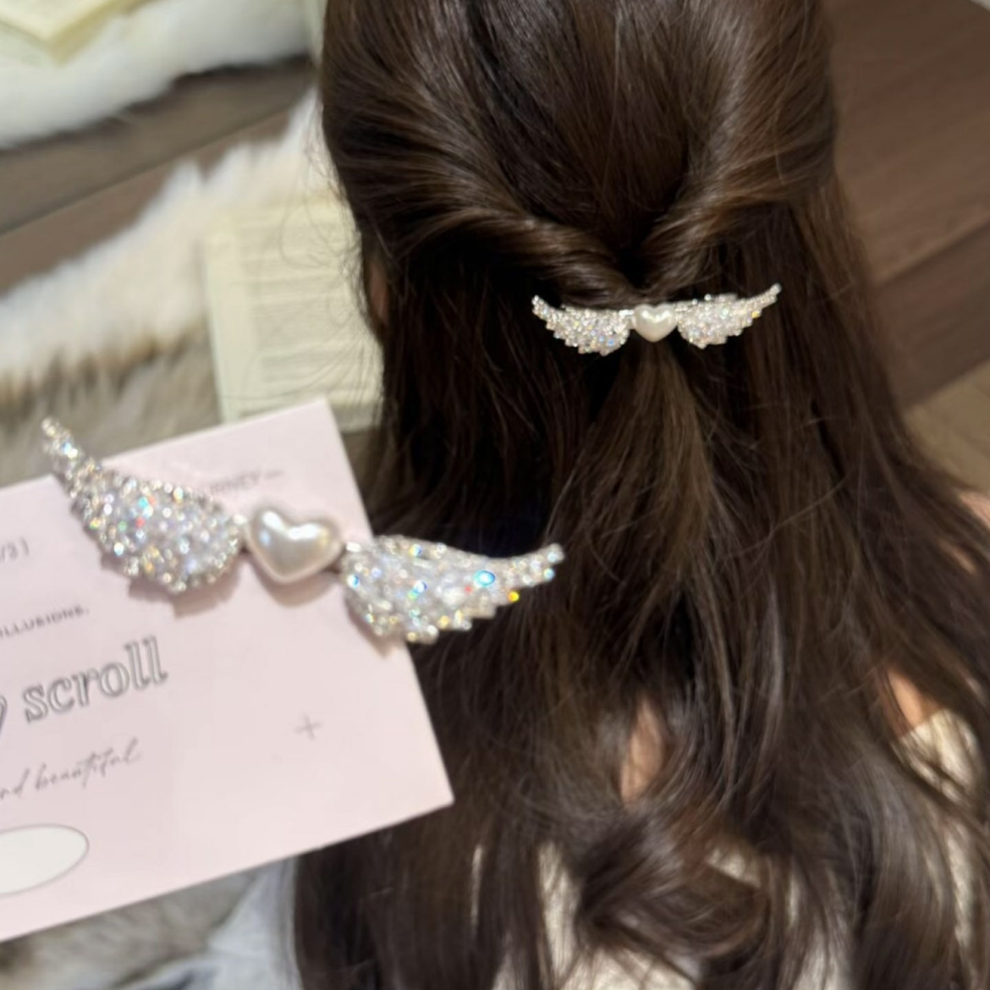 韩系珠珠翅膀发夹爱心天使发卡发饰小众独特百搭甜美精致夹子头饰