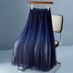 星空のグラデーションのガーゼのスカートのユリの長いスカートの女性のネットの紗の半身のスカートのファッション的な高い腰は明らかに痩せています。