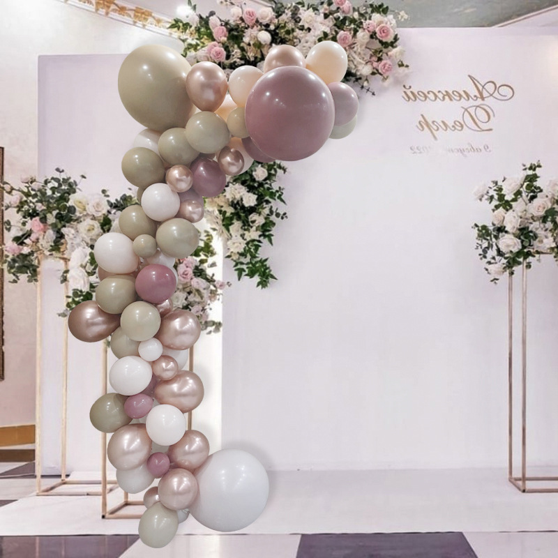 Meizhihai Bola de doble capa vintage rosa metal rosa globo dorado traje de cumpleaños boda arreglo tienda