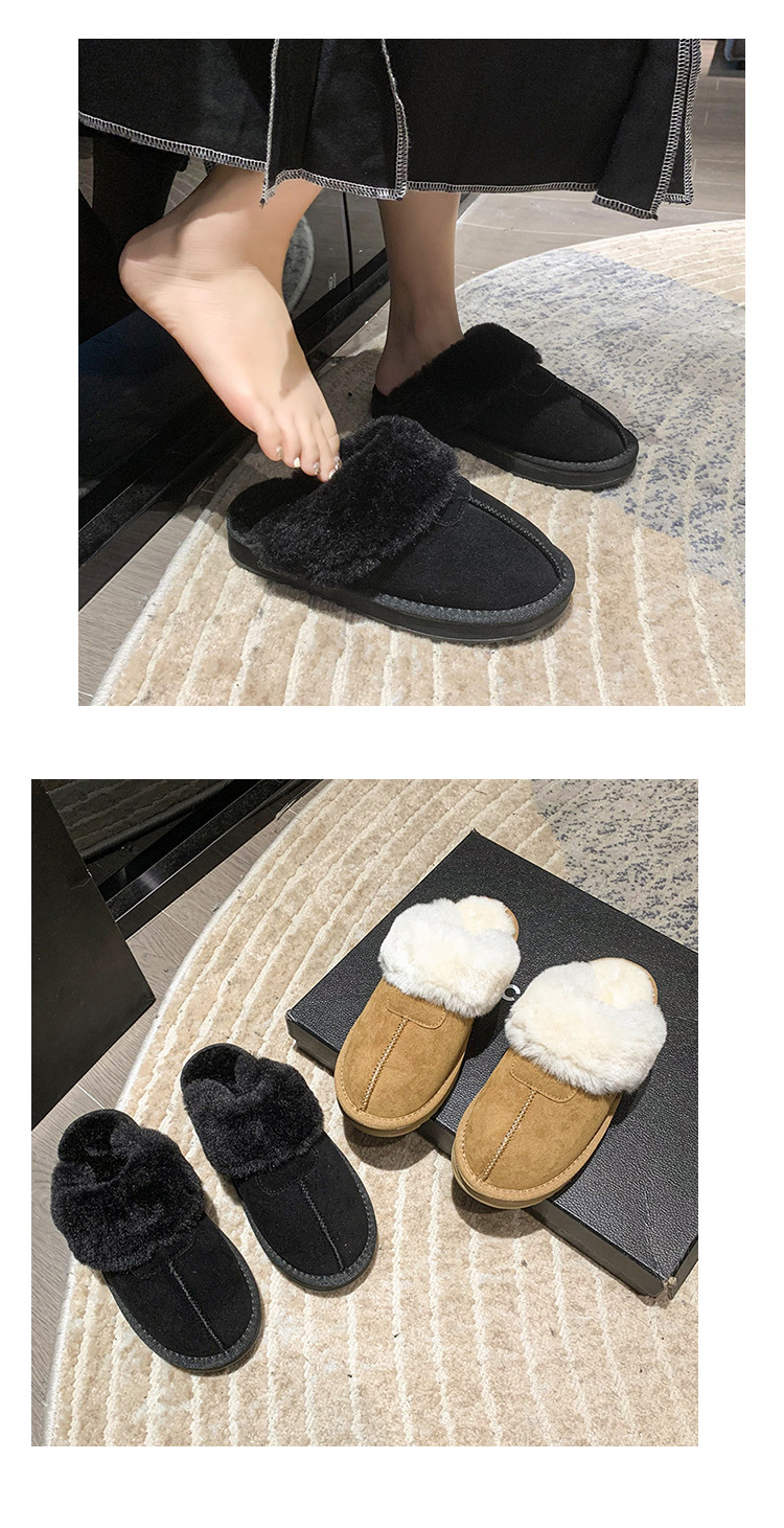 Pantofole pelose casual da donna, indumenti esterni con suola spessa, nuove mezze pantofole Baotou per la casa invernale 2022 più scarpe pigre in velluto_voghion.com
